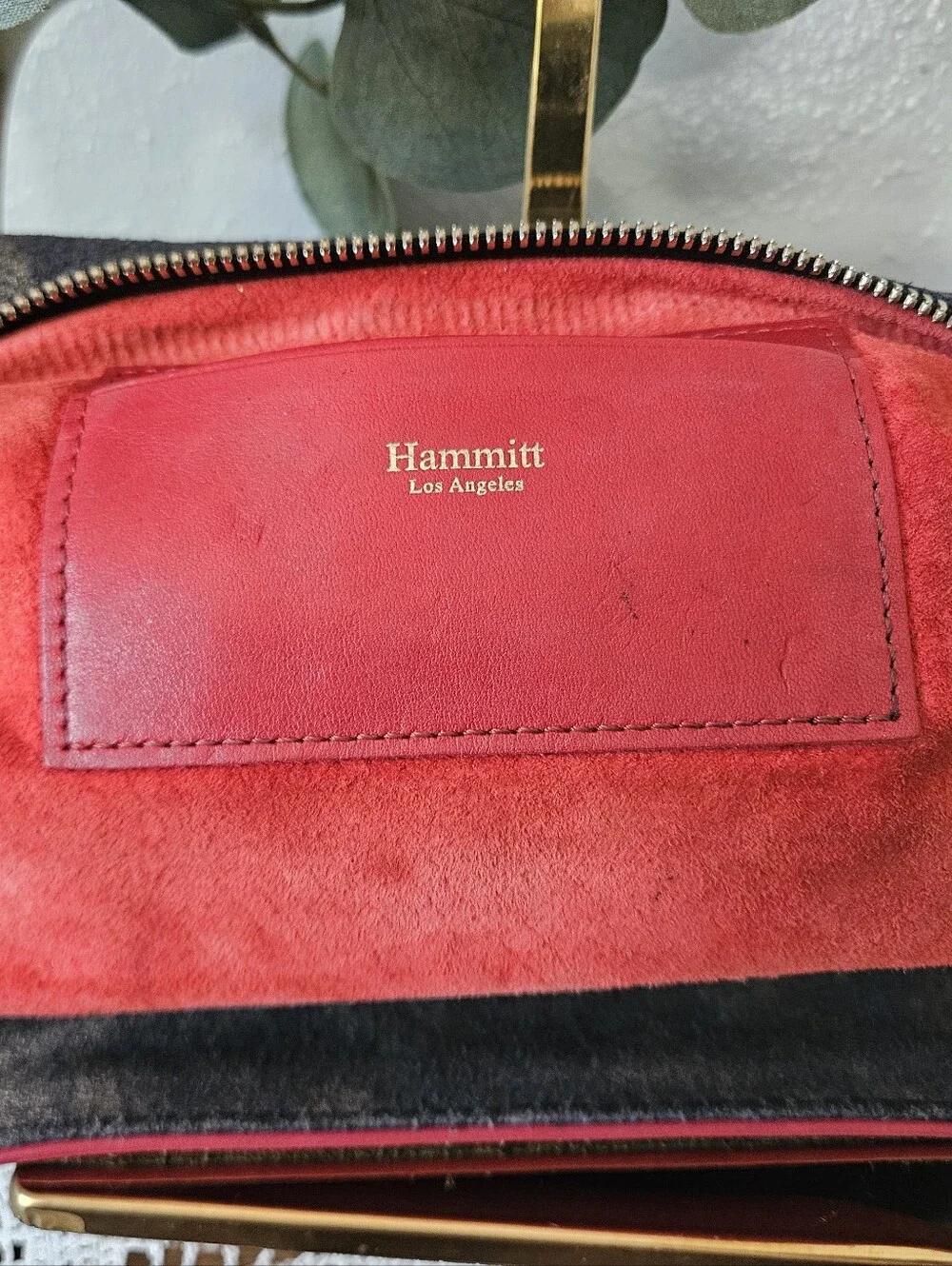 HAMMITT Convertible Grey Distressed Suede Leather Gold Studded Wallet Clutch.